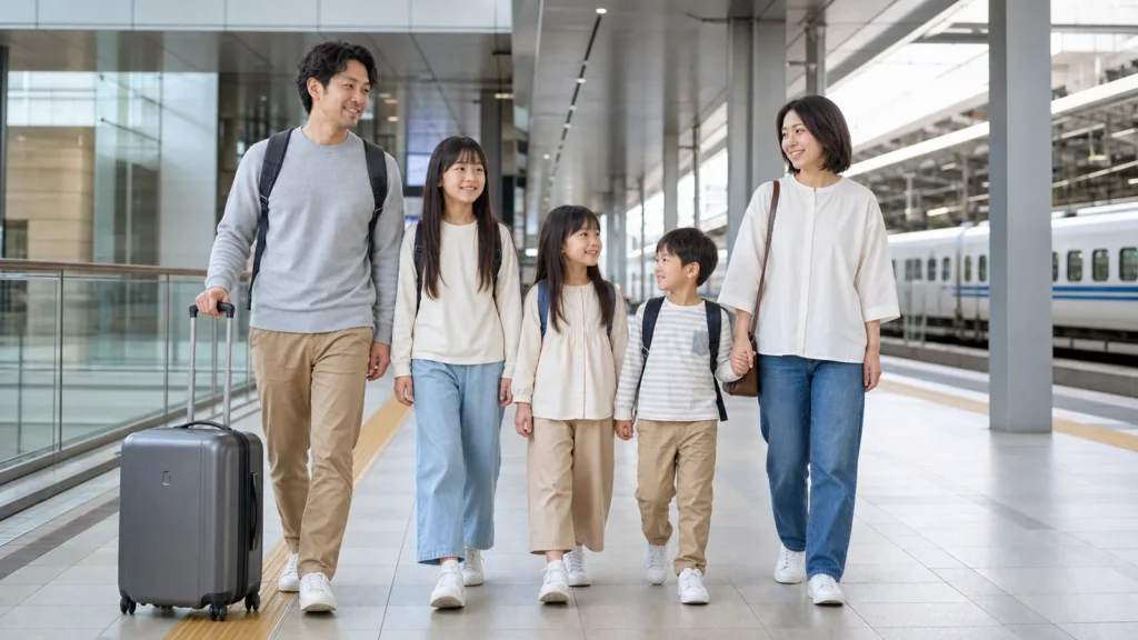family-navigating-spacious-station