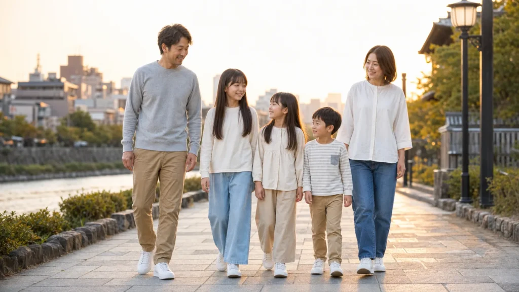 family-walking-together-at-sunset